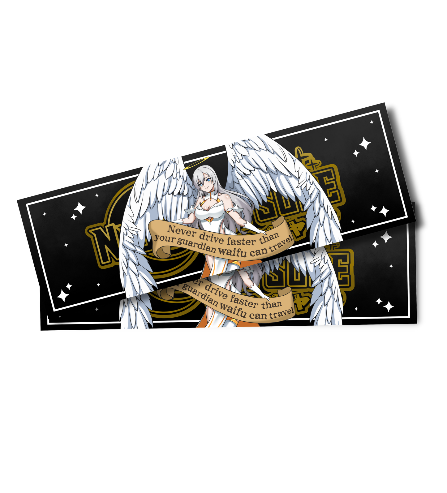 Never Drive Faster Than Your Gurdian Waifu Can Travel - Slap Sticker
