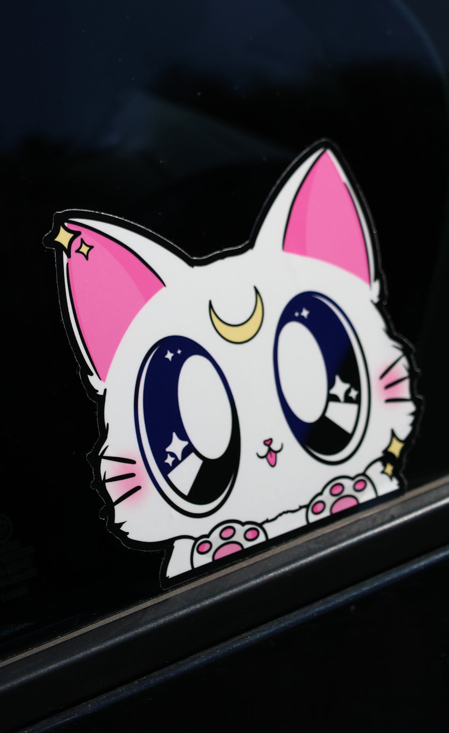 Moon Kitty V2 White - Vinyl Peeker Sticker