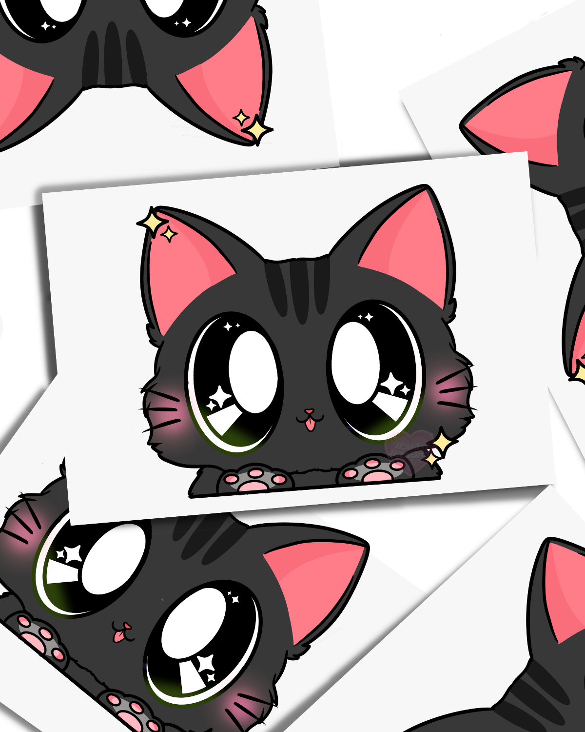 Black Kitty : Vinyl Peeker Sticker