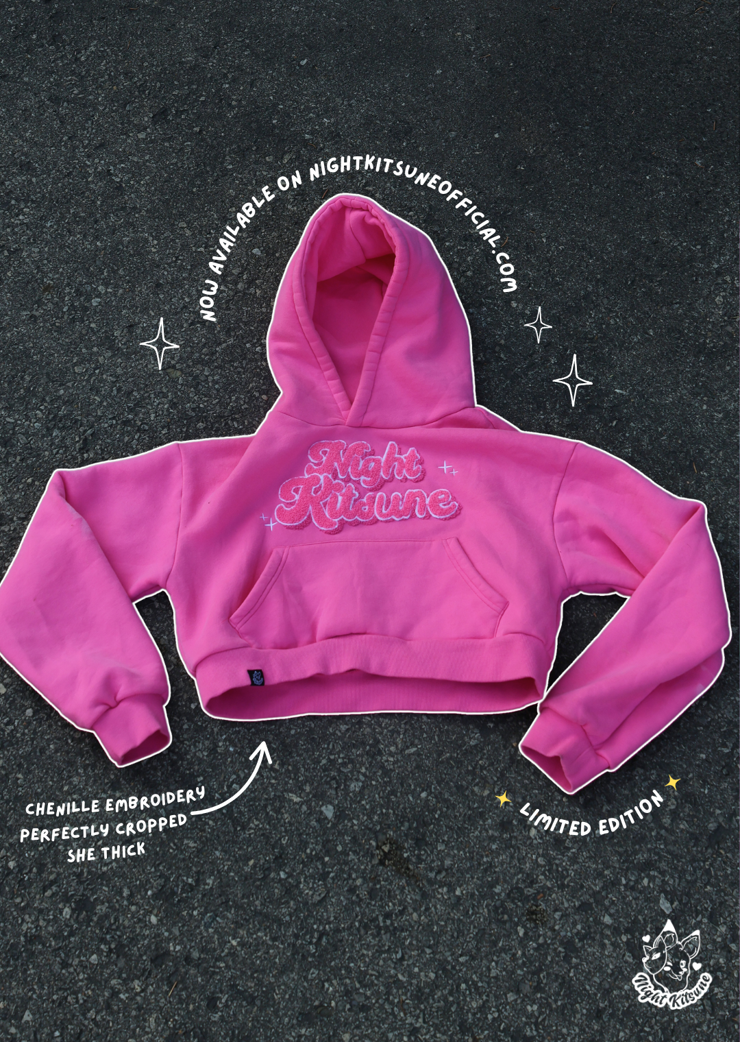 Nightkitsune Mewata - Cropped Hoodie