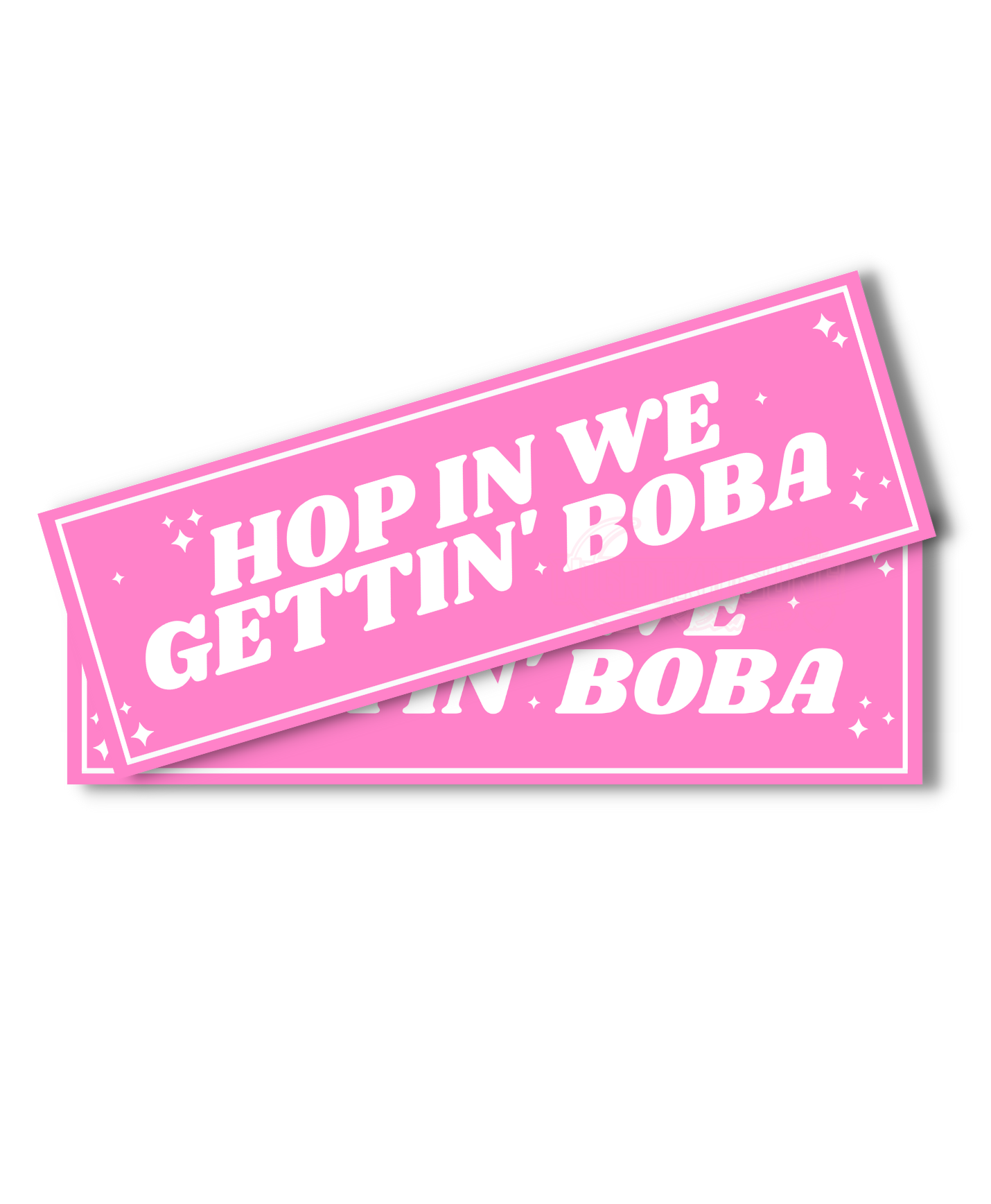 Bright Pink Hop In We Gettin' Boba! - Slap Sticker