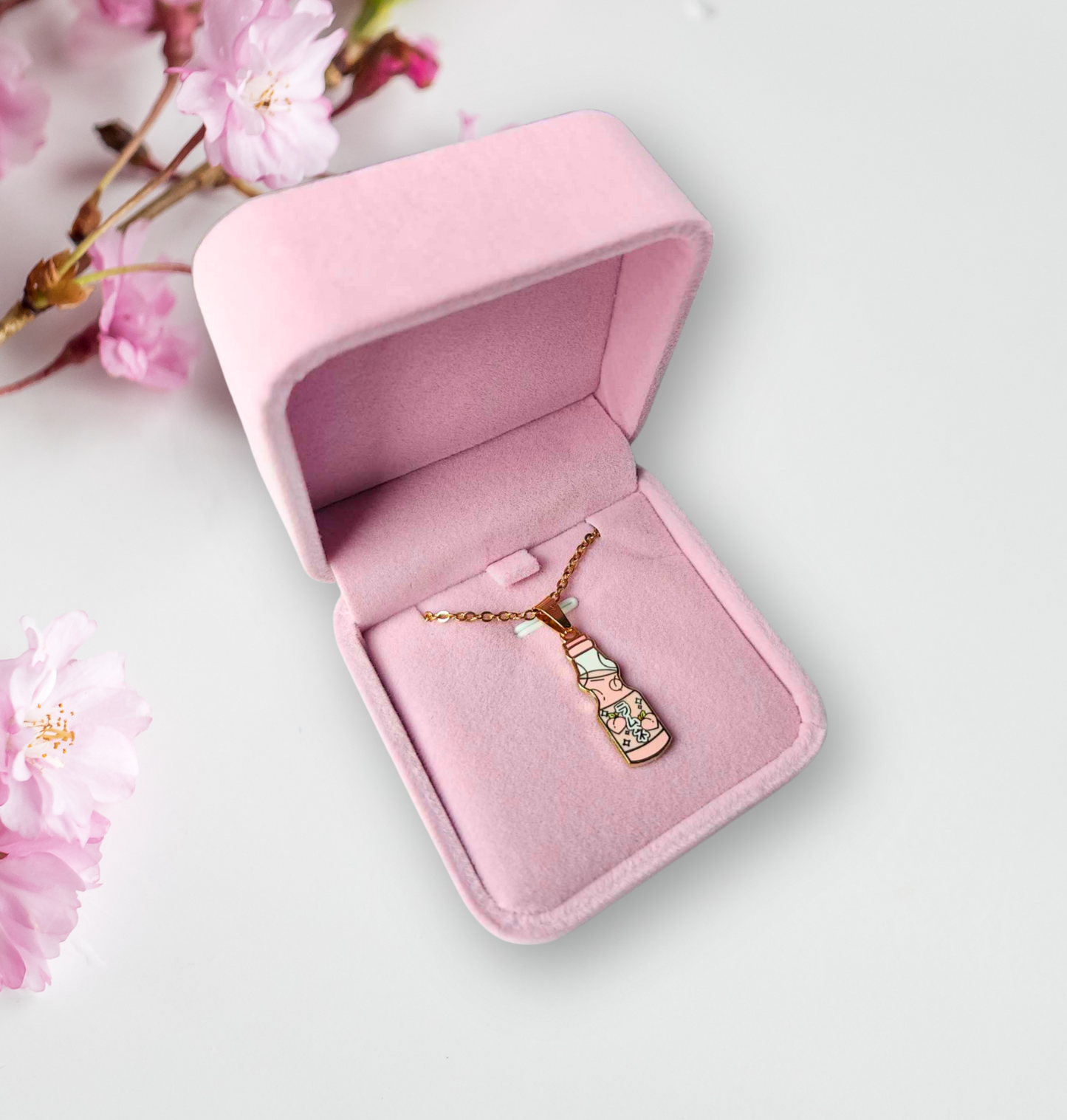 Peach Ramune : Hard Enamel Charm Necklace