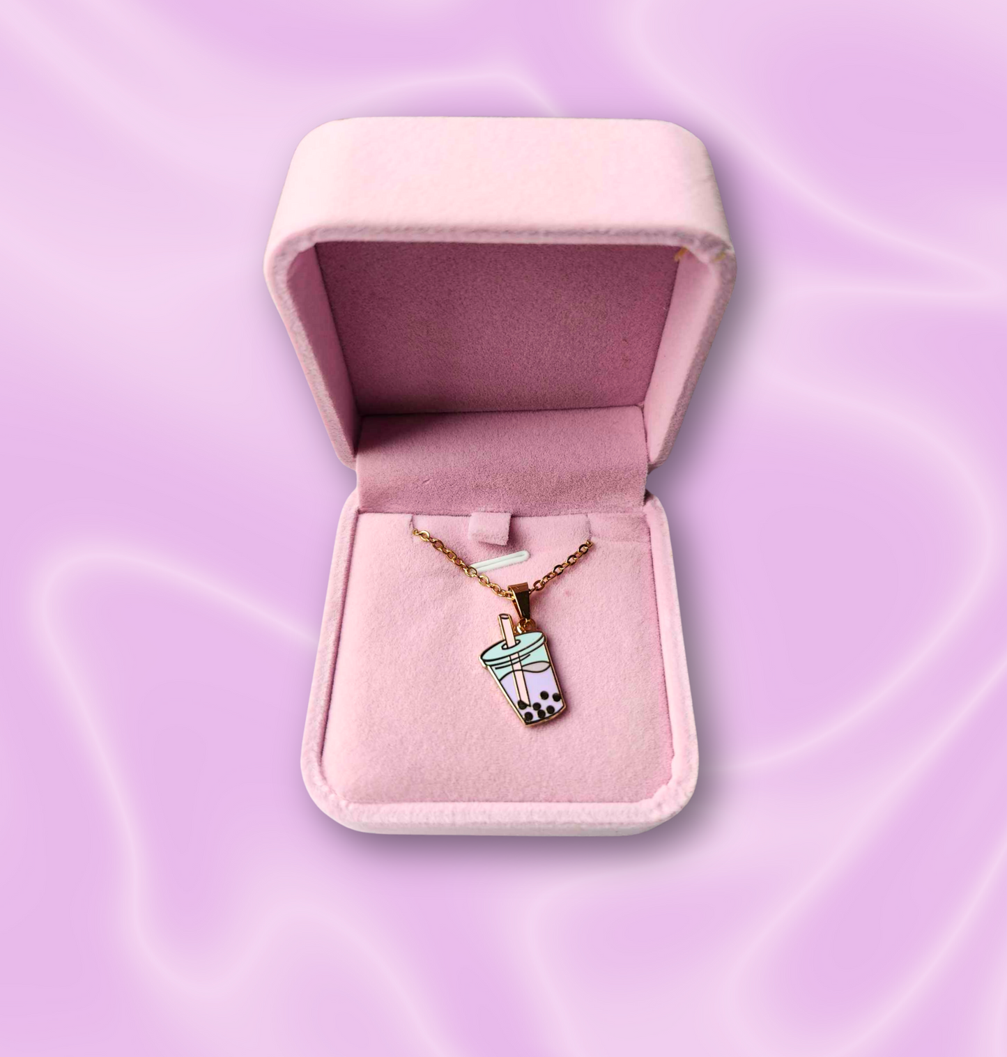 Taro Bubble Tea : Hard Enamel Charm Necklace