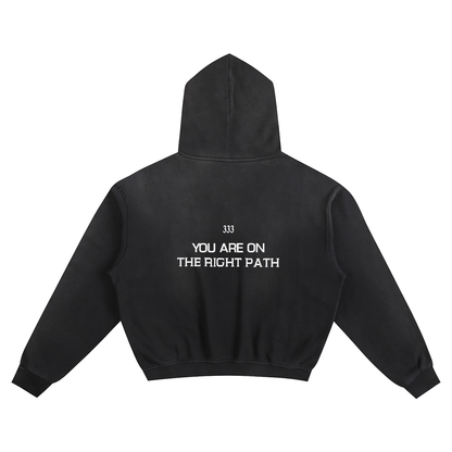 333 Right Path Embroidered Angel Number - Boxy Hoodie