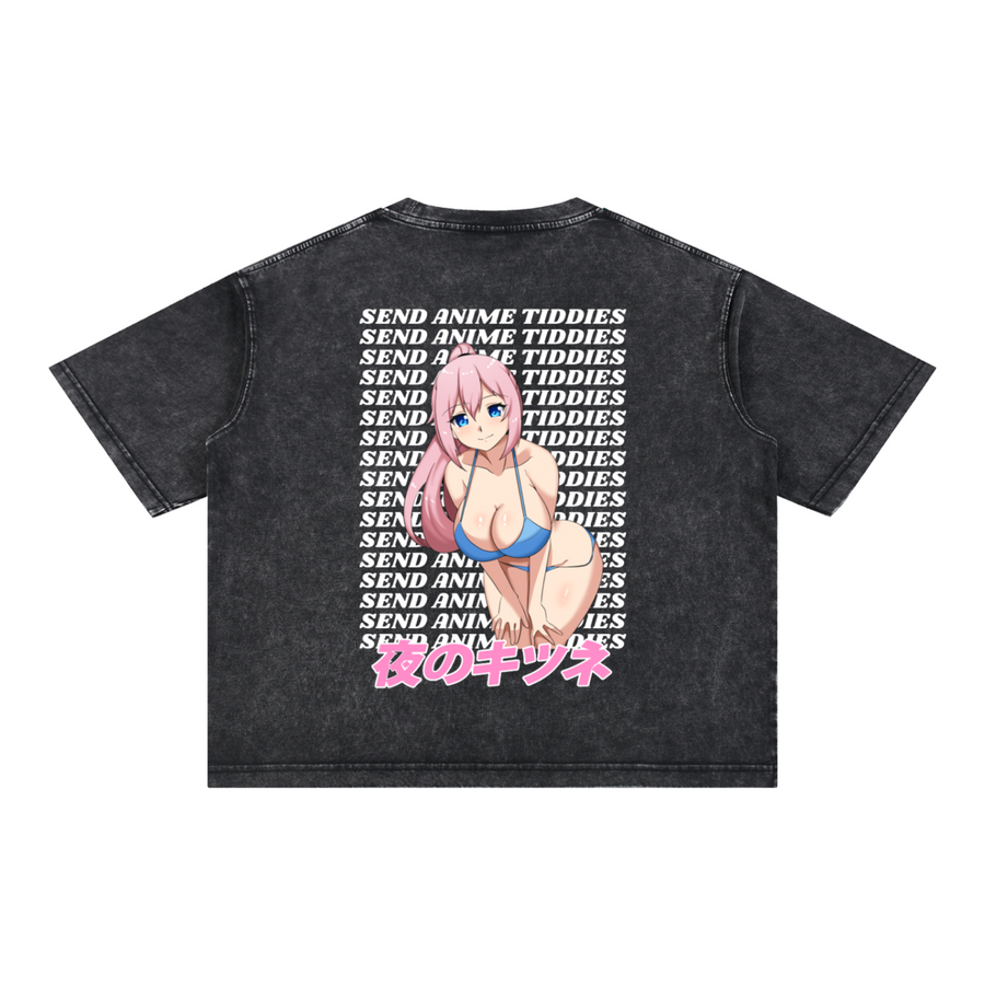 Send Anime Tiddies - Mineral Wash Boxy Cotton T-Shirt