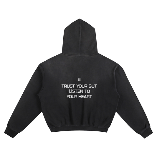 111 Listen to your heart Embroidered Angel Number - Boxy Hoodie