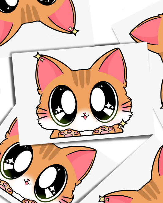 Orange Kitty : Vinyl Peeker Sticker