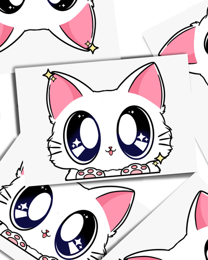 White Kitty : Vinyl Peeker Sticker
