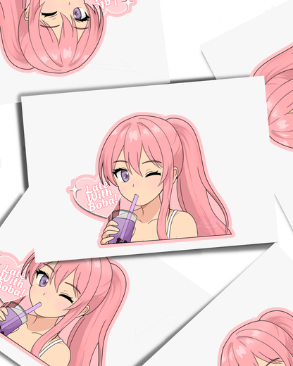 Late With Boba : Vinyl Peeker Sticker