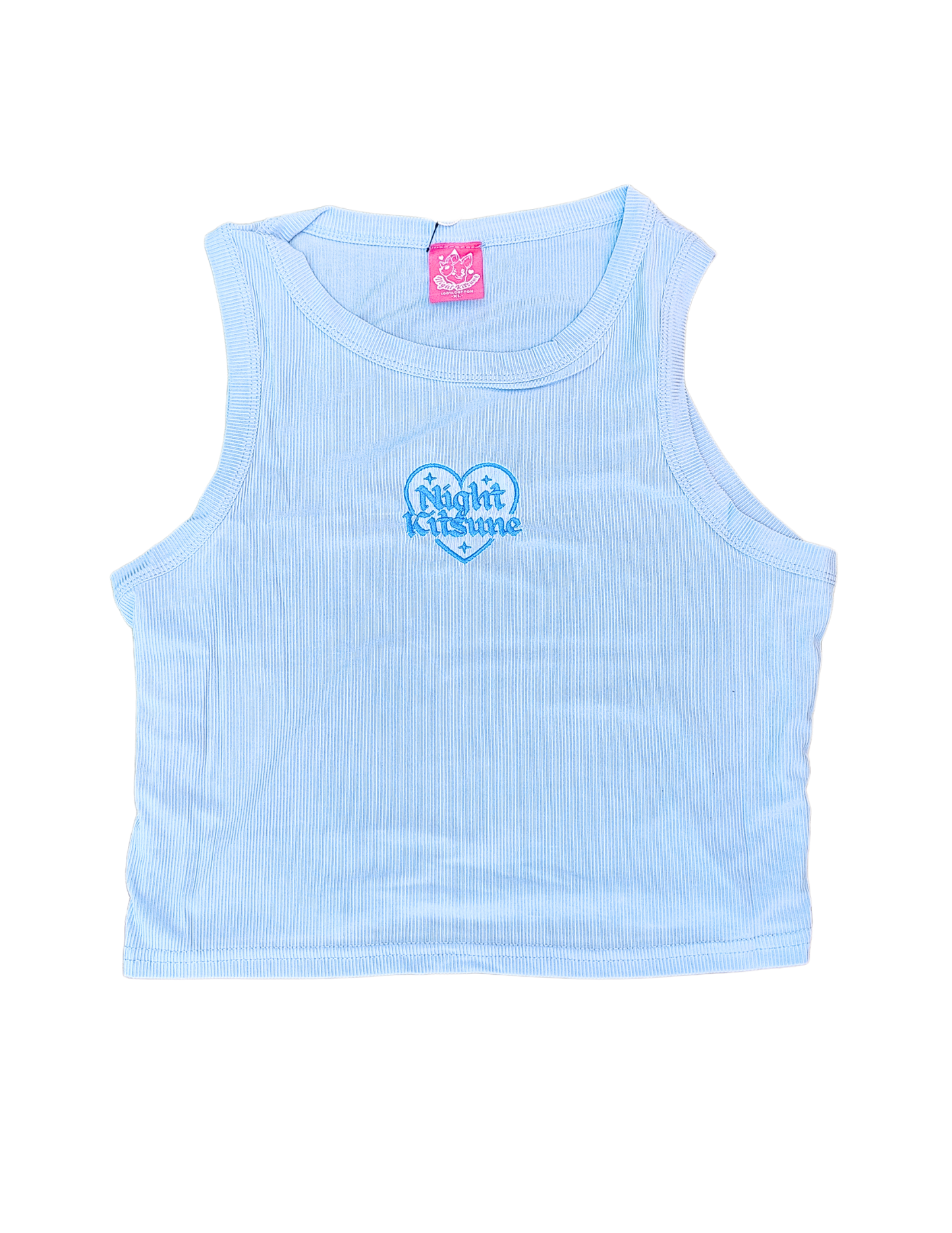 Nightkitsune Blue Heart Tank - Crop Tank Top