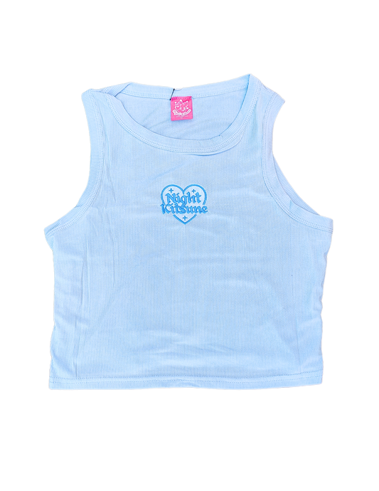 Nightkitsune Blue Heart Tank - Crop Tank Top