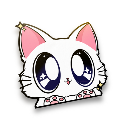 White Kitty : Vinyl Peeker Sticker