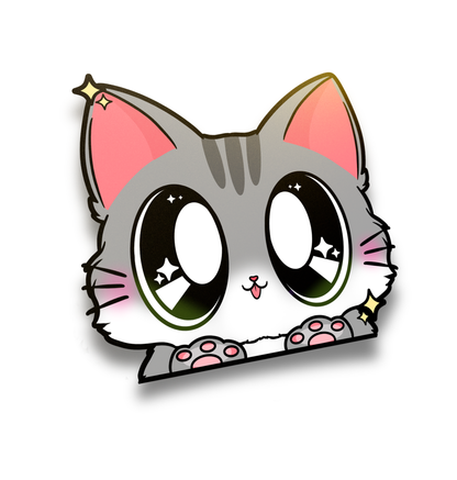 Grey Kitty : Vinyl Peeker Sticker