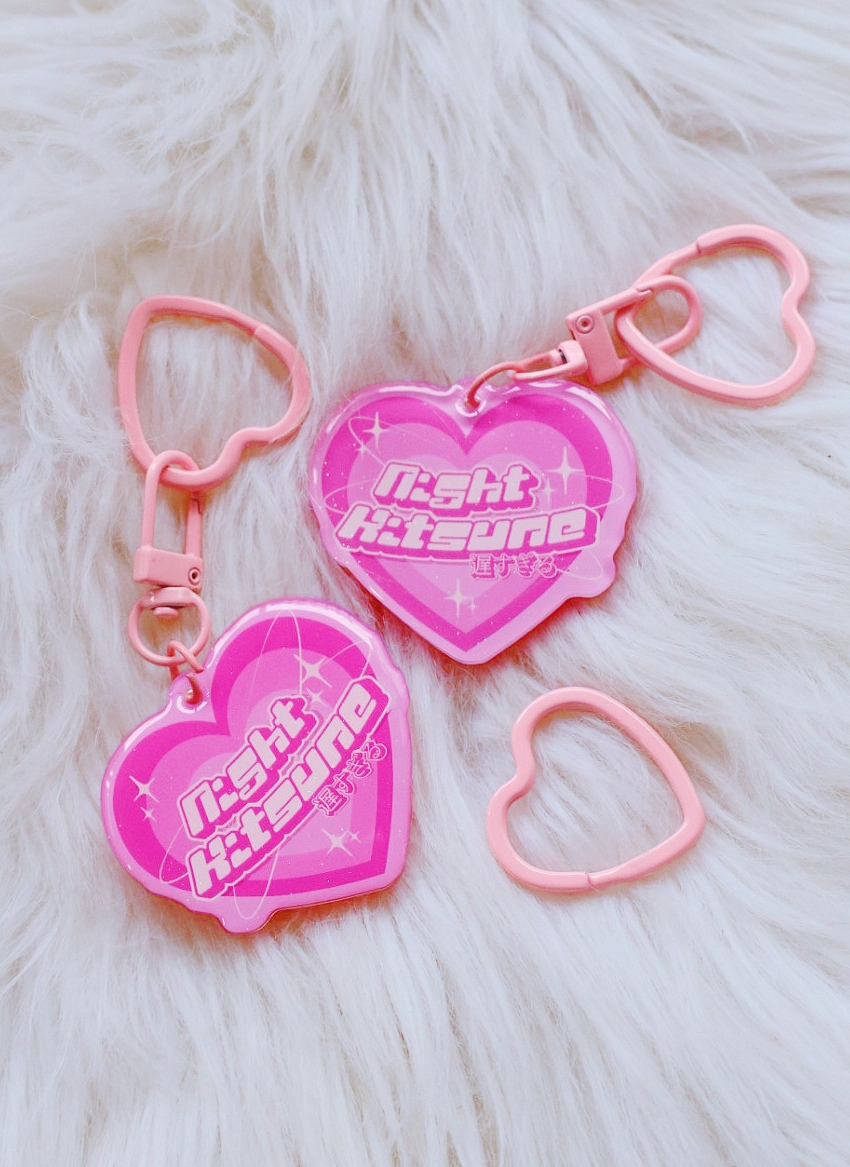 NightKitsune y2k Heart  : Acrylic Keychain