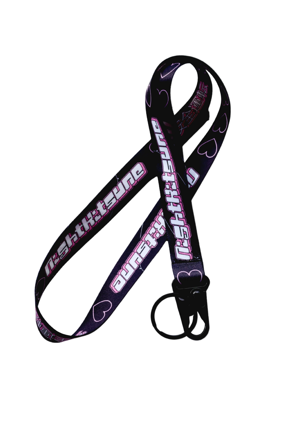Y2K Kitsune Black & Pink  - Lanyard