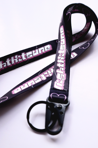 Y2K Kitsune Black & Pink  - Lanyard