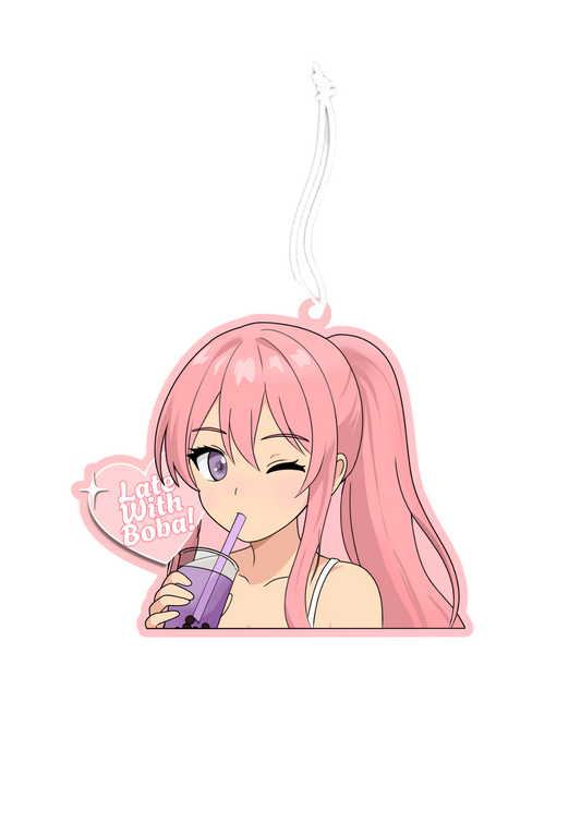 Late with boba chi - Air Freshener - remove_bg