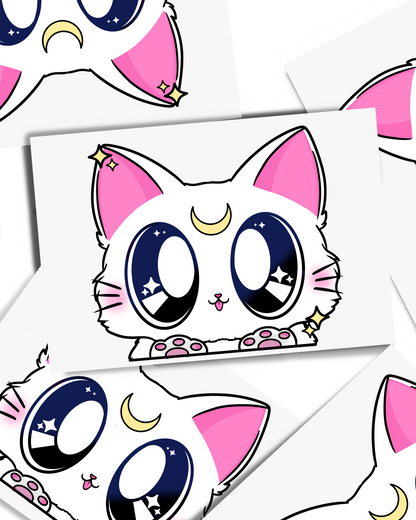 Moon Kitty V2 White - Vinyl Peeker Sticker